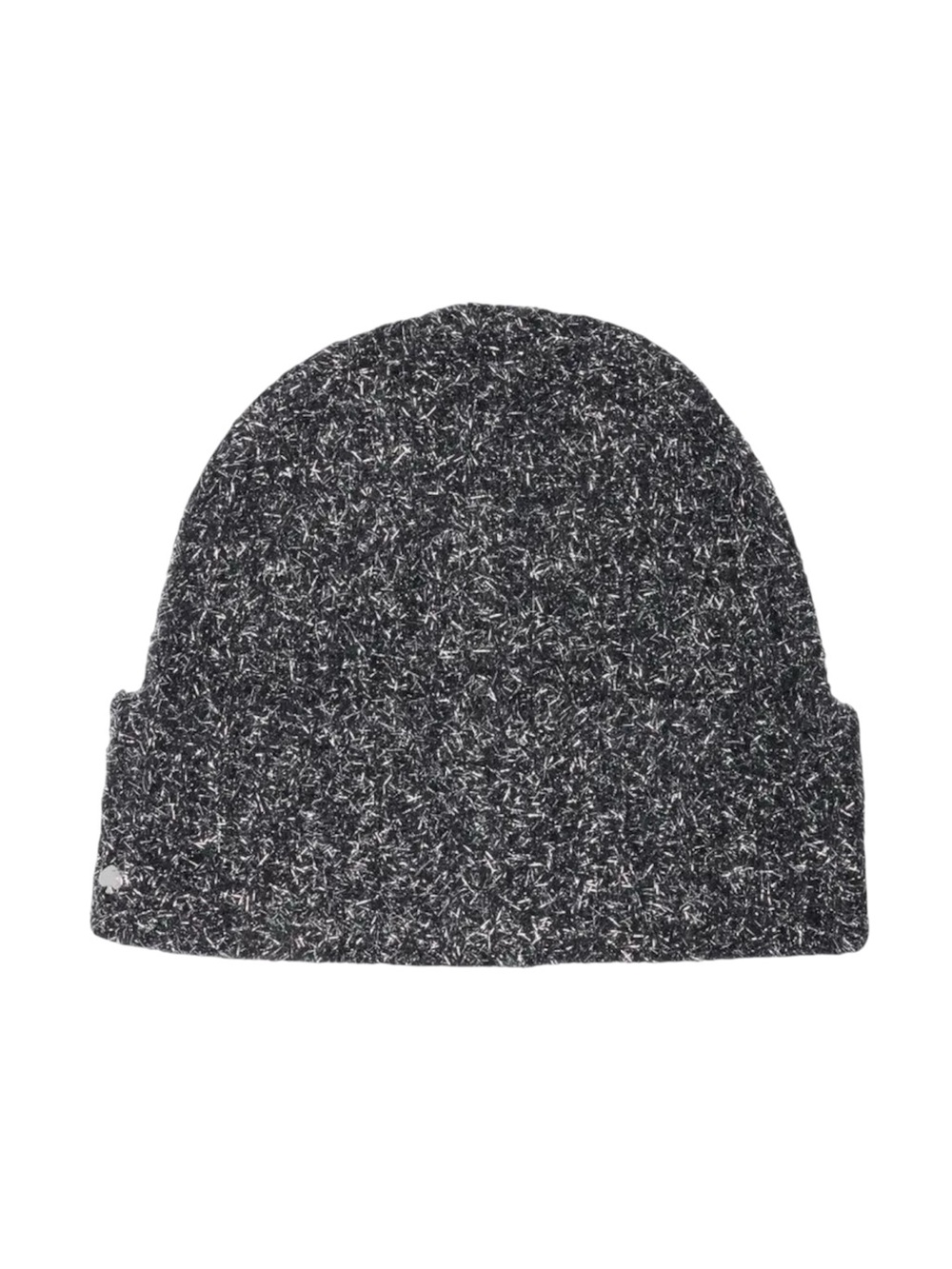Kate Spade New York Black Silver Metallic Tinsel Knit Beanie Winter Hat NWT